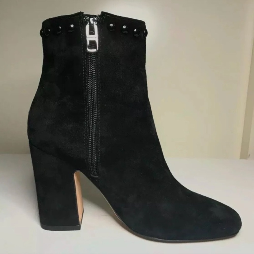 Coach | Felicia Bootie, Black Suede with Stud Accents, Style No. Q7687 Sz. 7.5W